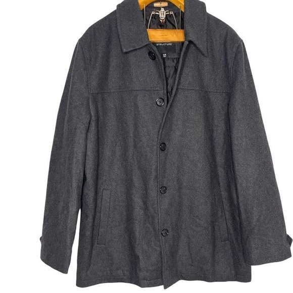Men's Gray Wool-Blend Jacket Coat